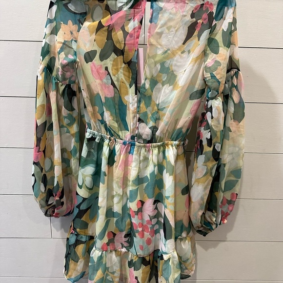 Hello Molly Floral V-Neck Dress- size 4 - Picture 4 of 6